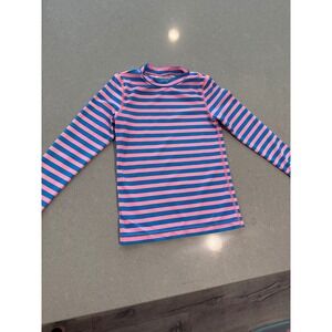 Crewcuts Kids Rash Guard UPF 50+ Long Sleeve Striped Top‎ Blue Pink size 4/5